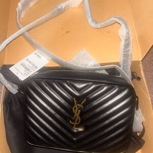 Yves Saint Laurent Quilted Black and Gold Crossbody Bag